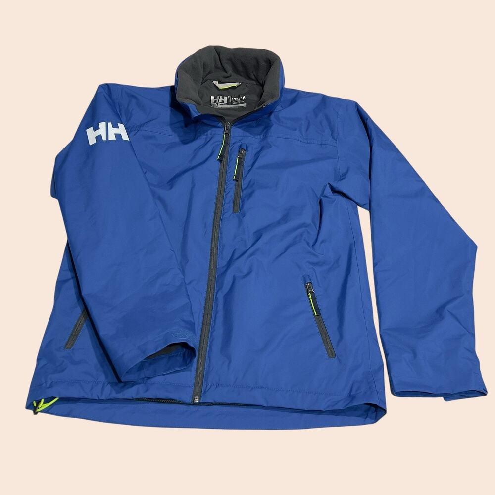 Helly Hansen Softshell Jacket Blue Youth Size 16 Waterproof Retractable Hood